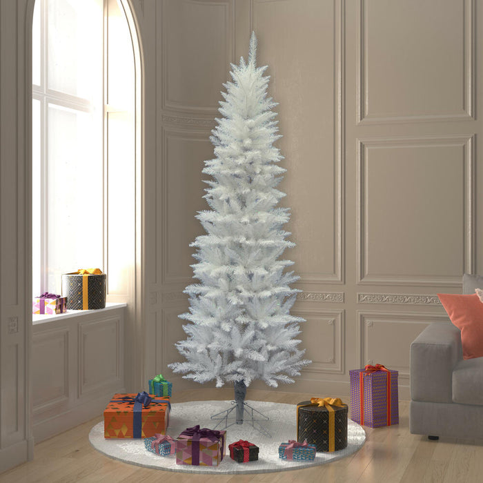 7'6"Hx34"W Pencil Sparkle White Spruce Artificial Christmas Tree, Unlit -White - A104075
