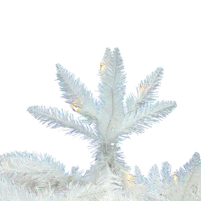 7'6"Hx34"W Pencil Sparkle White Spruce Artificial Christmas Tree, LED Pre-Lit -White - A104076LED