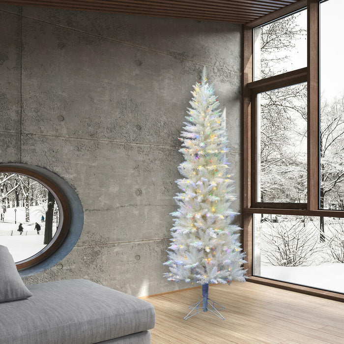 9'Hx40"W Pencil Sparkle White Spruce Artificial Christmas Tree, LED Pre-Lit -White - A104081LED