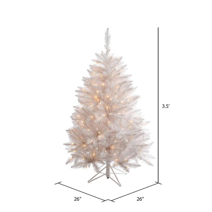3'6"Hx26"W Sparkle White Spruce Artificial Christmas Tree, LED Pre-Lit -White - A104136LED