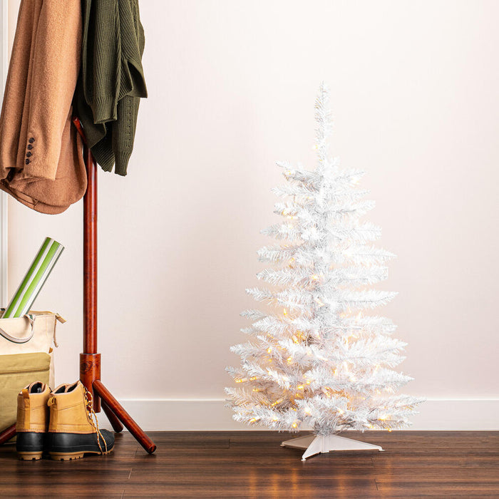 3'6"Hx26"W Sparkle White Spruce Artificial Christmas Tree, LED Pre-Lit -White - A104136LED