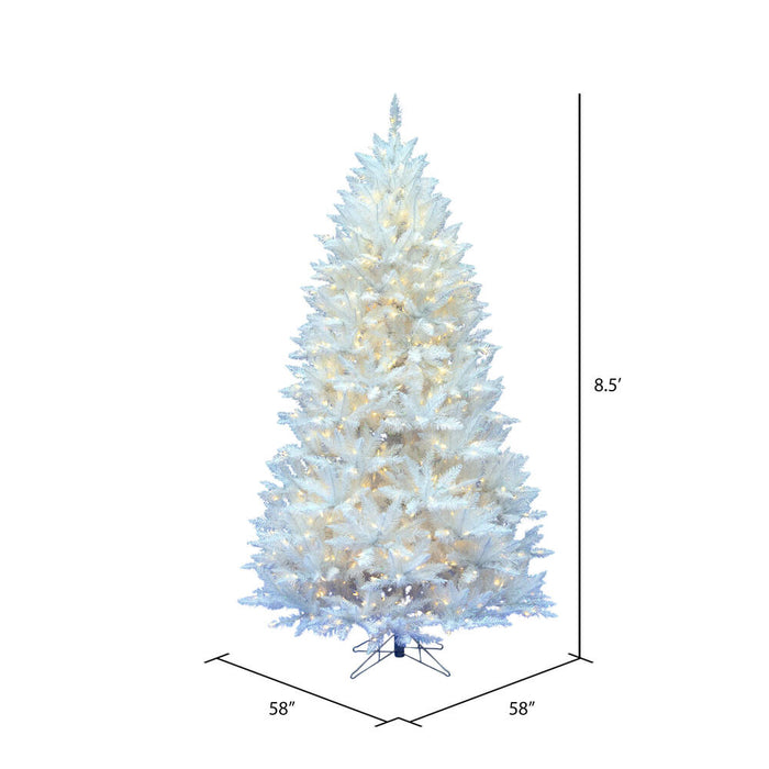 8'6"Hx58"W Sparkle White Spruce Artificial Christmas Tree, LED Pre-Lit -White - A104181LED