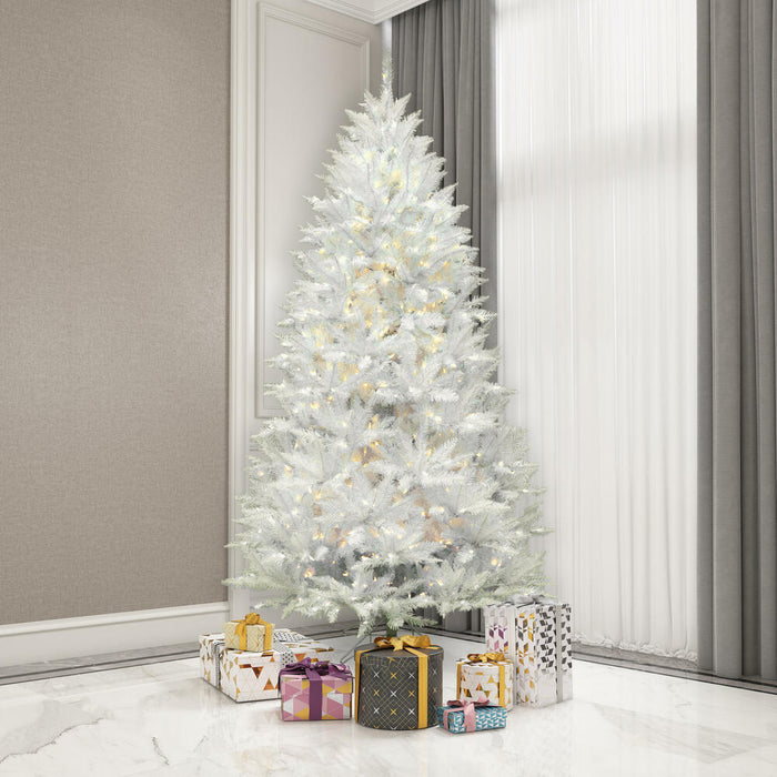 8'6"Hx58"W Sparkle White Spruce Artificial Christmas Tree, LED Pre-Lit -White - A104181LED