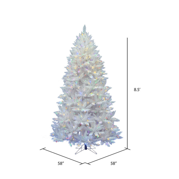 8'6"Hx58"W Sparkle White Spruce Artificial Christmas Tree, LED Pre-Lit (Multicolor) -White - A104182LED