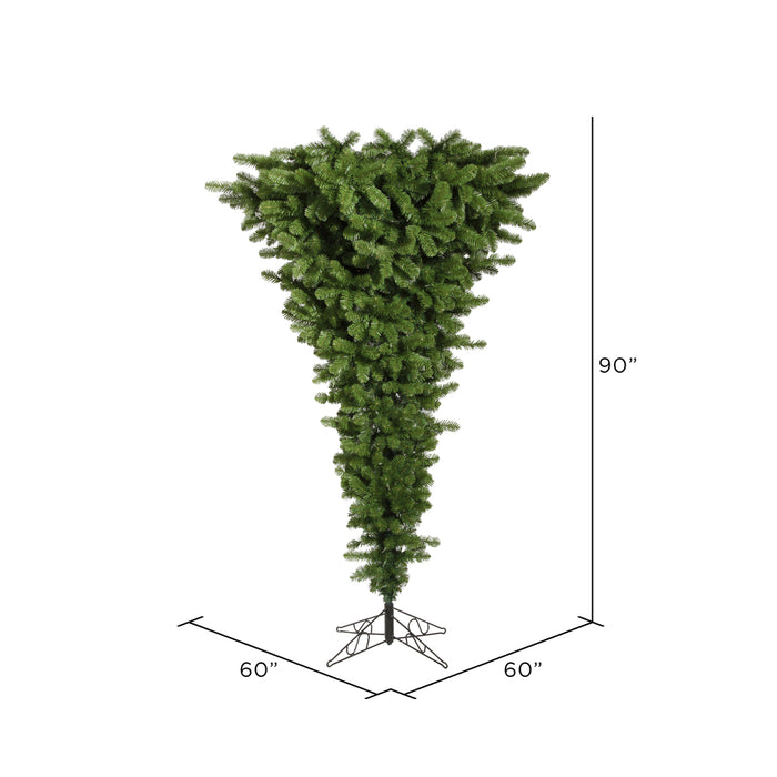 7'6"Hx60"W Upside-Down American Pine Artificial Christmas Tree, Unlit -Green - A107475