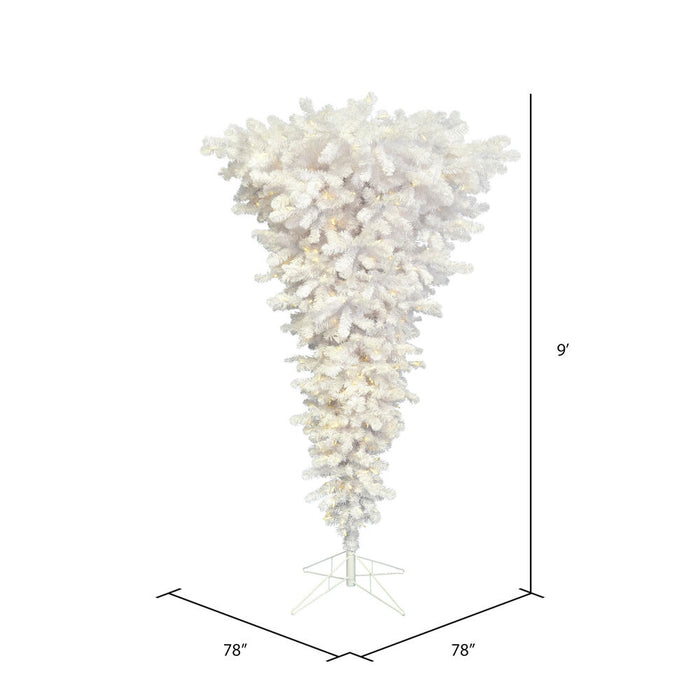 9'Hx78"W Upside-Down American Pine Artificial Christmas Tree, LED Pre-Lit -White - A107581LED