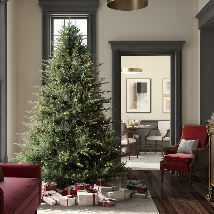 7'6"Hx64"W PE Itasca Fraser Artificial Christmas Tree, LED Pre-Lit -Green - A110376LED
