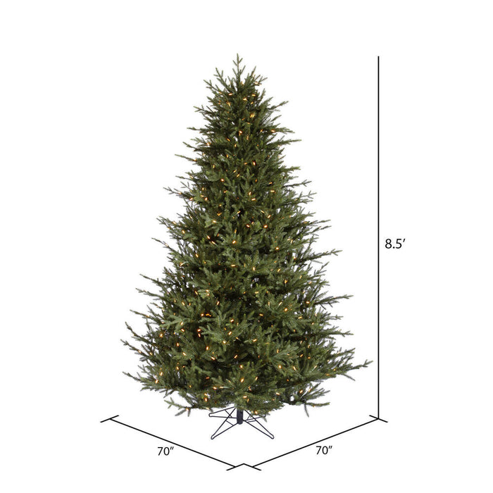 8'6"Hx70"W PE Itasca Fraser Artificial Christmas Tree, LED Pre-Lit -Green - A110381LED