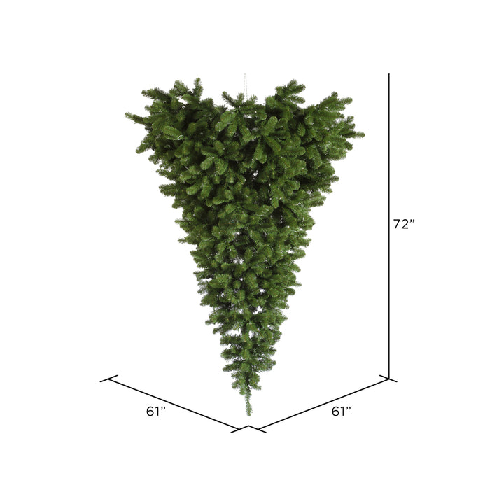 6'Hx61"W Hanging Upside-Down Half-Tree/Wall American Pine Artificial Christmas Tree, Unlit -Green - A117425