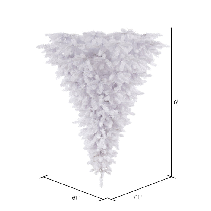 6'Hx61"W Hanging Upside-Down American Pine Artificial Christmas Tree, Unlit -White - A117535