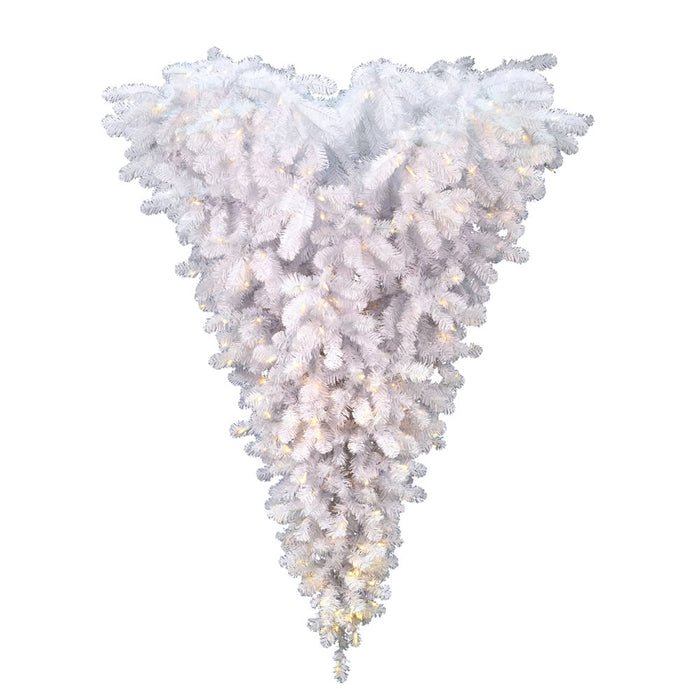 6'Hx61"W Hanging Upside-Down American Pine Artificial Christmas Tree, LED Pre-Lit -White - A117536LED