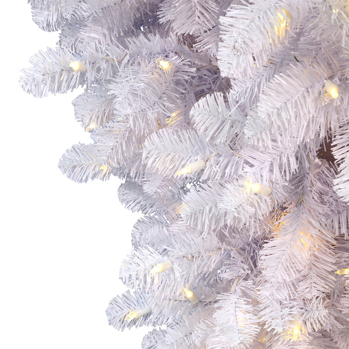 6'Hx61"W Hanging Upside-Down American Pine Artificial Christmas Tree, LED Pre-Lit -White - A117536LED