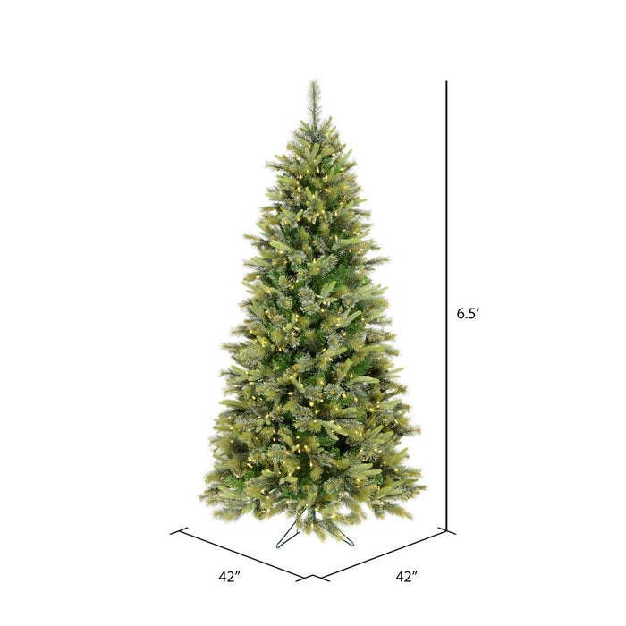6'6"Hx42"W PE Slim Cashmere Pine Artificial Christmas Tree, LED Pre-Lit -Green - A118166LED