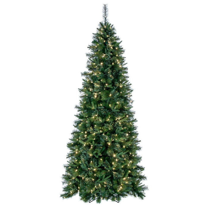 7'6"Hx46"W PE Slim Cashmere Pine Artificial Christmas Tree, LED Pre-Lit -Green - A118176LED