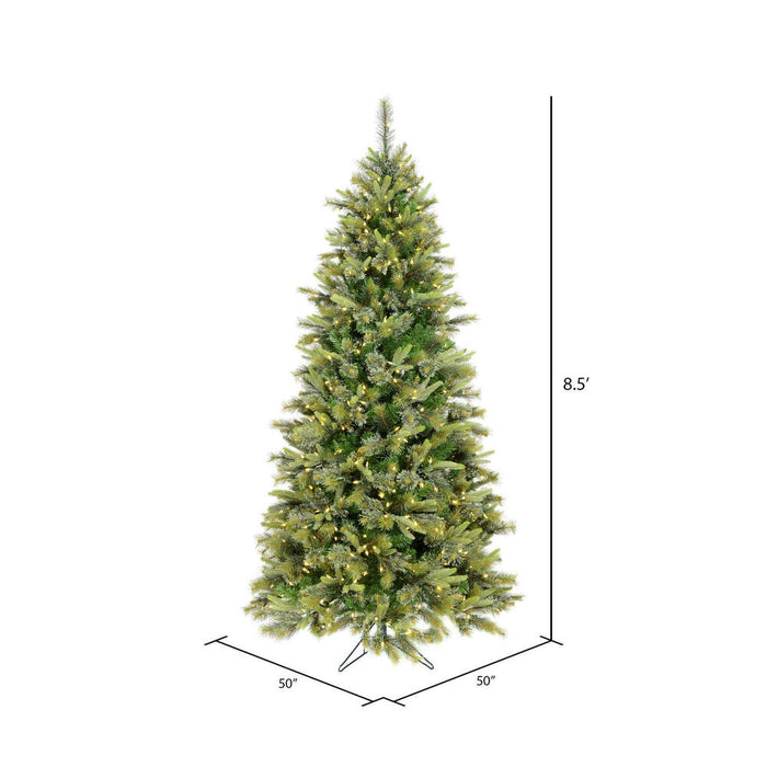 8'6"Hx50"W PE Slim Cashmere Pine Artificial Christmas Tree, LED Pre-Lit -Green - A118181LED