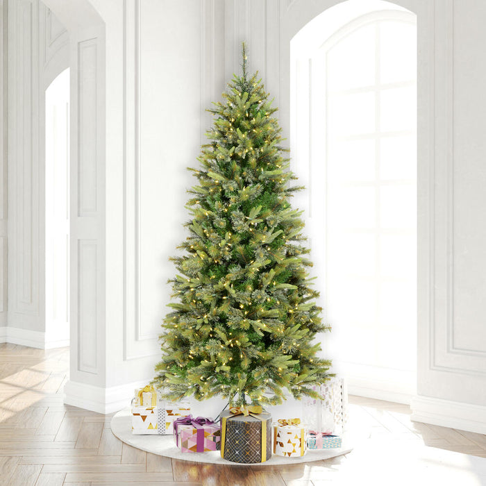 8'6"Hx50"W PE Slim Cashmere Pine Artificial Christmas Tree, LED Pre-Lit -Green - A118181LED