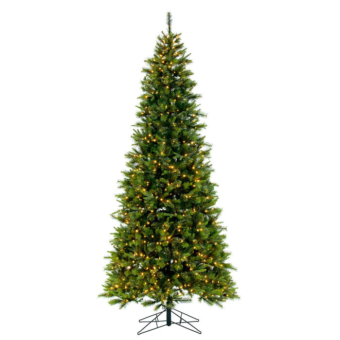 9'6"Hx54"W PE Slim Cashmere Pine Artificial Christmas Tree, LED Pre-Lit -Green - A118186LED