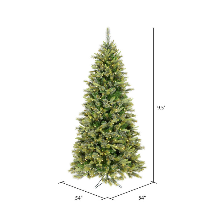 9'6"Hx54"W PE Slim Cashmere Pine Artificial Christmas Tree, LED Pre-Lit -Green - A118186LED
