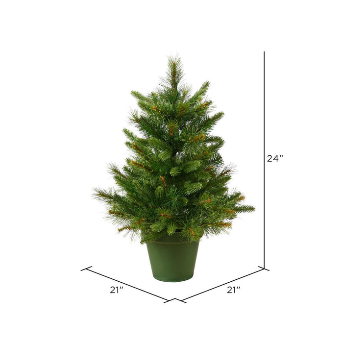 2'Hx21"W PE Cashmere Pine Artificial Christmas Tree, Unlit -Green - A118224