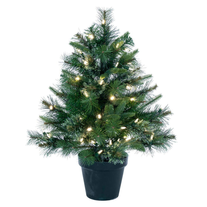 2'Hx21"W PE Cashmere Pine Artificial Christmas Tree, LED Pre-Lit -Green - A118225LED