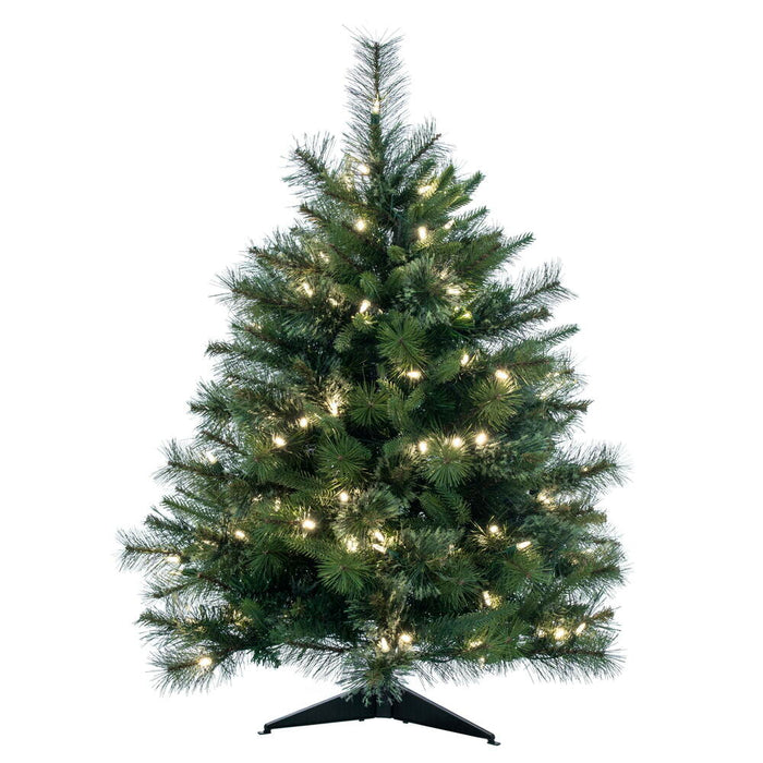 3'Hx29"W PE Cashmere Pine Artificial Christmas Tree, LED Pre-Lit -Green - A118231LED