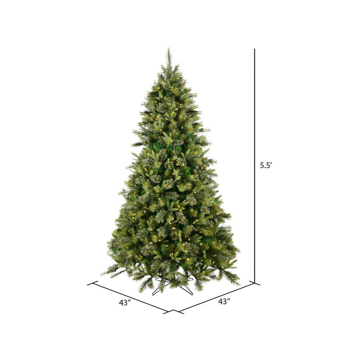 5'6"Hx43"W PE Cashmere Pine Artificial Christmas Tree, LED Pre-Lit -Green - A118256LED