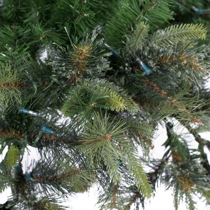 7'6"Hx55"W PE Cashmere Pine Artificial Christmas Tree, LED Pre-Lit -Green - A118276LED