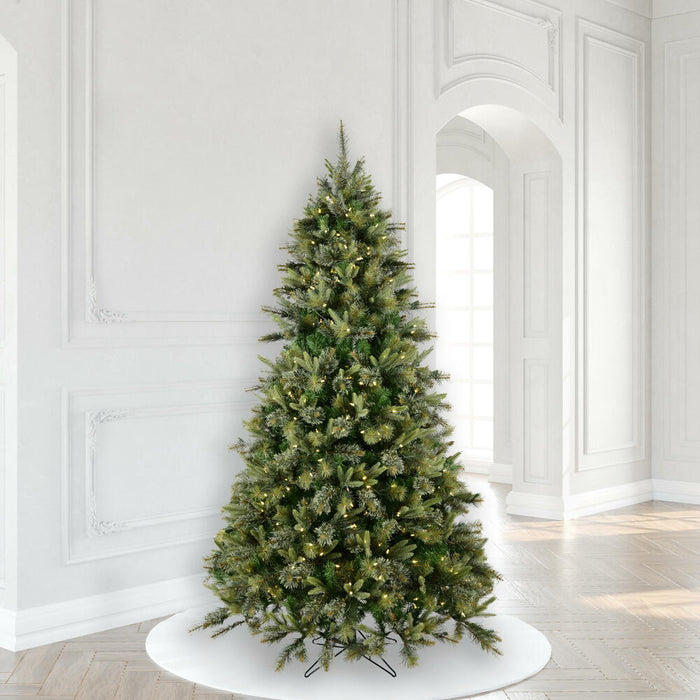 7'6"Hx55"W PE Cashmere Pine Artificial Christmas Tree, LED Pre-Lit -Green - A118276LED