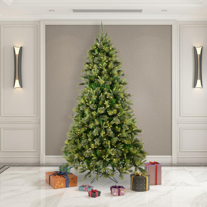 8'6"Hx61"W PE Cashmere Pine Artificial Christmas Tree, LED Pre-Lit -Green - A118281LED