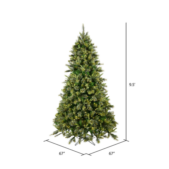 9'6"Hx67"W PE Cashmere Pine Artificial Christmas Tree, LED Pre-Lit -Green - A118286LED
