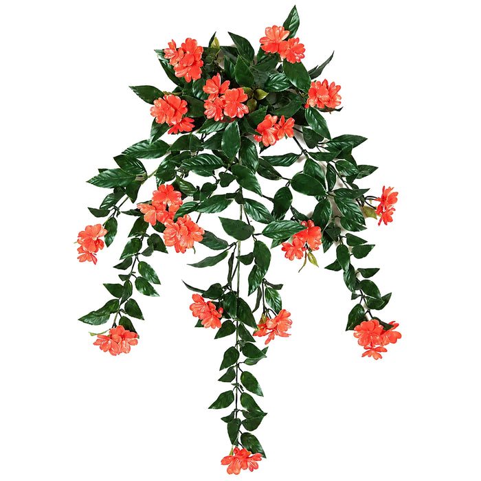 30" Outdoor UV-Proof Artificial Impatiens Flower Bush -Coral (Pack of 4) - A-120510