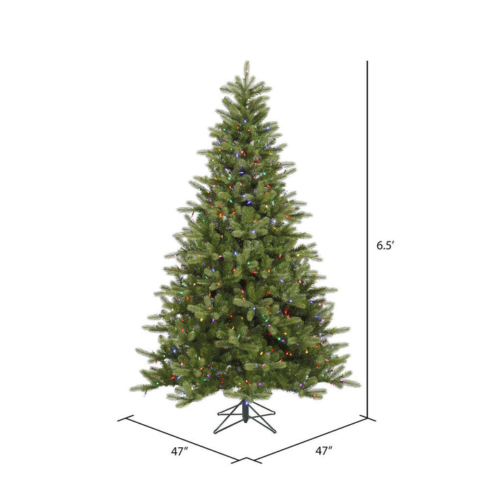 6'6"Hx47"W PE King Spruce Artificial Christmas Tree, LED Pre-Lit (Multicolor) -Green - A124467LED