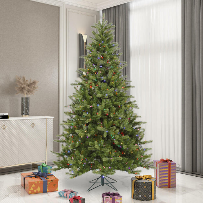 7'6"Hx56"W PE King Spruce Artificial Christmas Tree, LED Pre-Lit (Multicolor) -Green - A124477LED