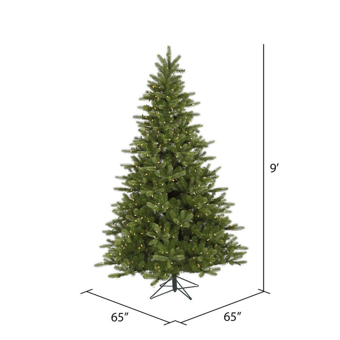 9'Hx65"W PE King Spruce Artificial Christmas Tree, LED Pre-Lit -Green - A124481LED