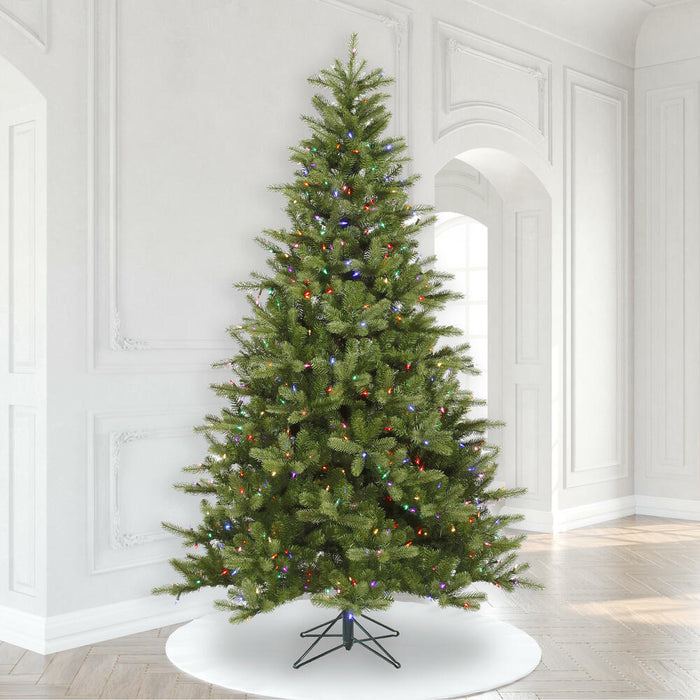9'Hx65"W PE King Spruce Artificial Christmas Tree, LED Pre-Lit (Multicolor) -Green - A124482LED