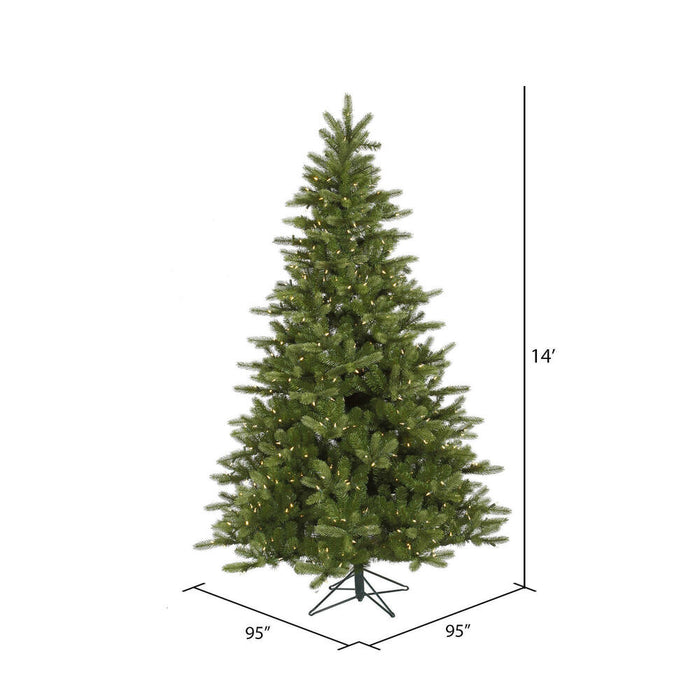 14'Hx95"W PE King Spruce Artificial Christmas Tree, LED Pre-Lit -Green - A124496LED