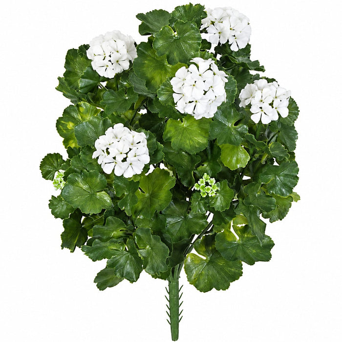 26" Outdoor UV-Proof Artificial Geranium Flower Bush -White (Pack of 4) - A145W