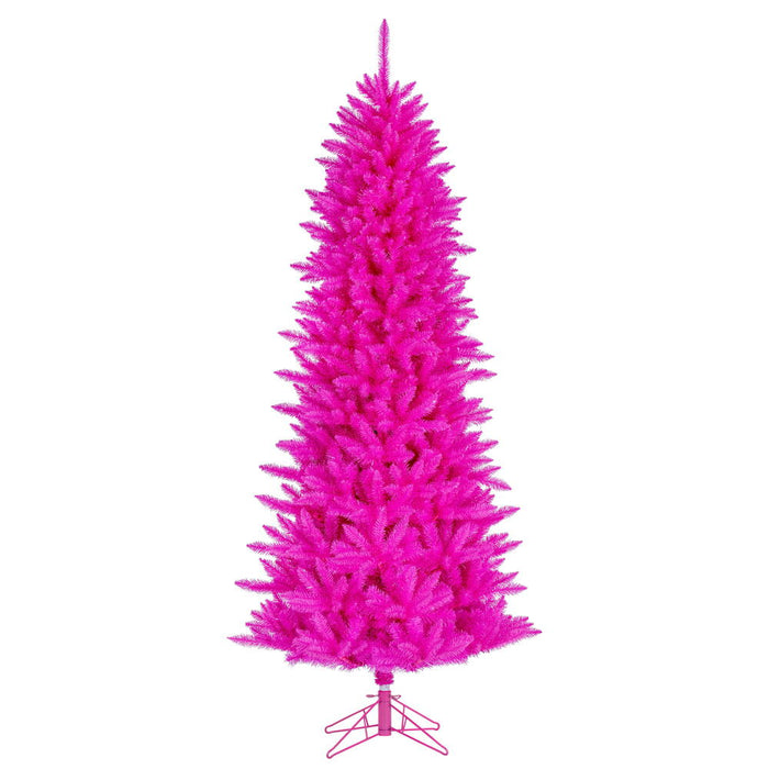 4'6"Hx24"W Fir Artificial Christmas Tree, Unlit -Hot Pink - A243745