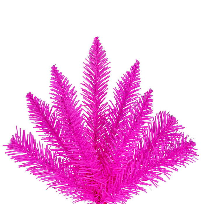 7'6"Hx40"W Fir Artificial Christmas Tree, Unlit -Hot Pink - A243775