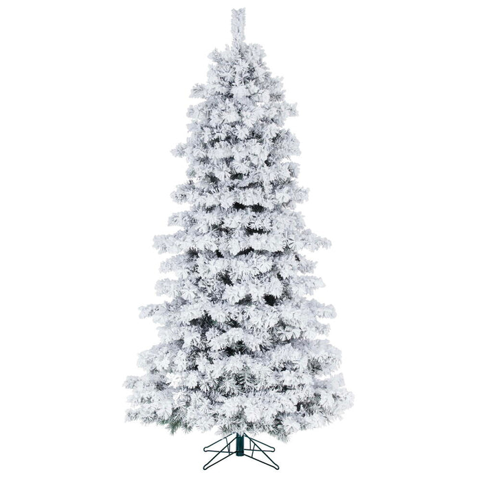 12'Hx74"W Flocked Slim Alaskan Pine Artificial Christmas Tree, Unlit -White - A246290