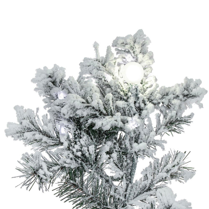 6'6"Hx44"W Flocked Slim Alaskan Pine Artificial Christmas Tree, G40 & LED Pre-Lit -White - A246268LED