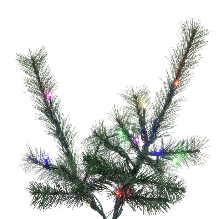 6'6"Hx44"W Slim Lodge Pole Pine Artificial Christmas Tree, Micro LED Pre-Lit (Multi-Mode) -Green - A250568LEDCC