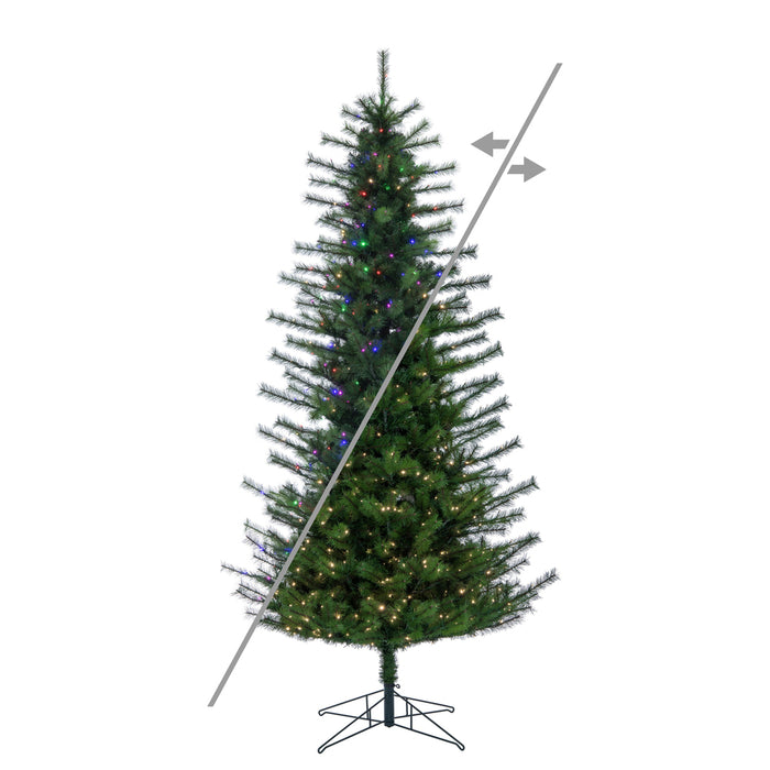 10'Hx64"W Slim Lodge Pole Pine Artificial Christmas Tree, Micro LED Pre-Lit (Multi-Mode) -Green - A250588LEDCC