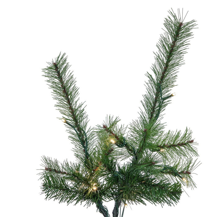 9'Hx59"W Slim Lodge Pole Pine Artificial Christmas Tree, Micro LED Pre-Lit (Multi-Mode) -Green - A250583LEDCC