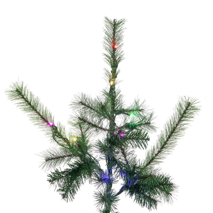 7'6"Hx69"W Lodge Pole Pine Artificial Christmas Tree, Micro LED Pre-Lit (Multi-Mode) -Green - A250678LEDCC