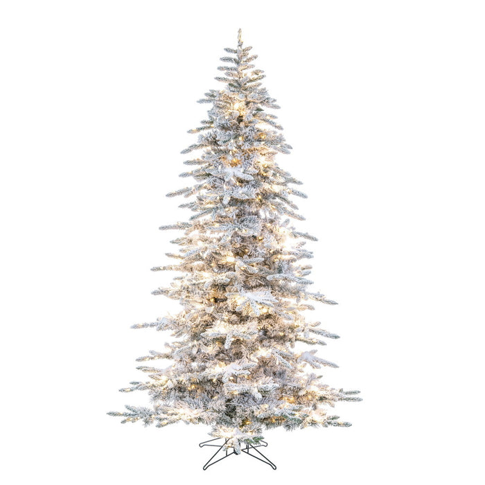 6'6"Hx50"W Flocked Winter Fir Artificial Christmas Tree, C7 & LED Pre-Lit -White - A253266LED
