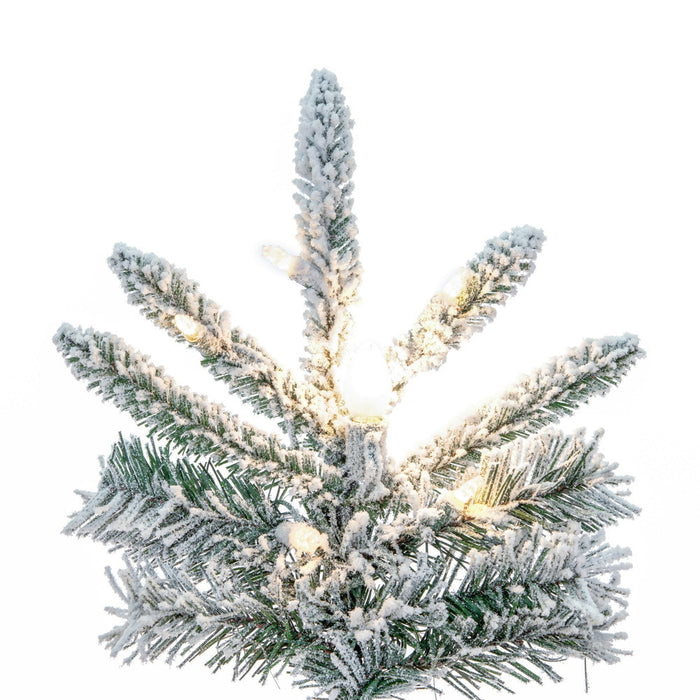 6'6"Hx50"W Flocked Winter Fir Artificial Christmas Tree, C7 & LED Pre-Lit -White - A253266LED