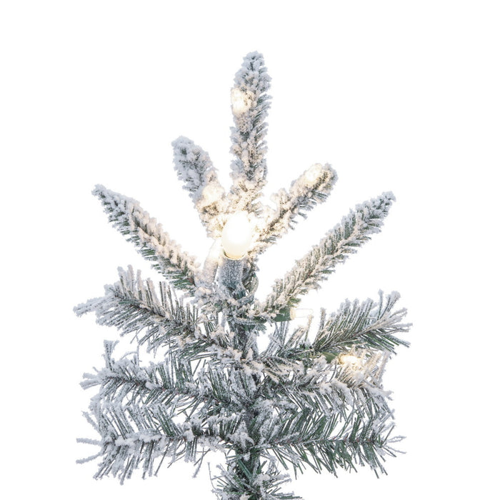 9'Hx61"W Flocked Winter Fir Artificial Christmas Tree, C7 & LED Pre-Lit -White - A253281LED