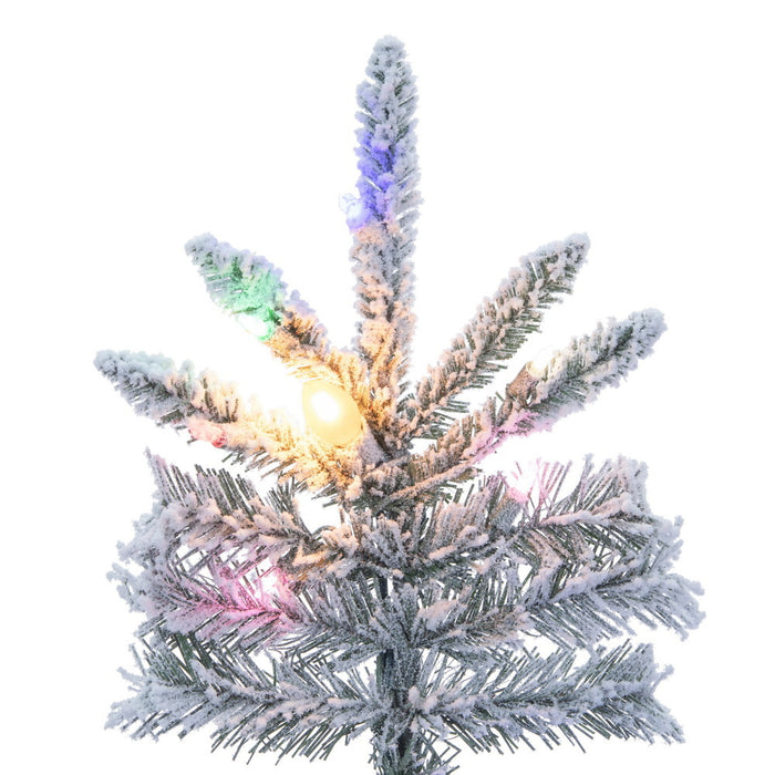 10'Hx67"W Flocked Winter Fir Artificial Christmas Tree, C7 & LED Pre-Lit (Multicolor) -White - A253287LED