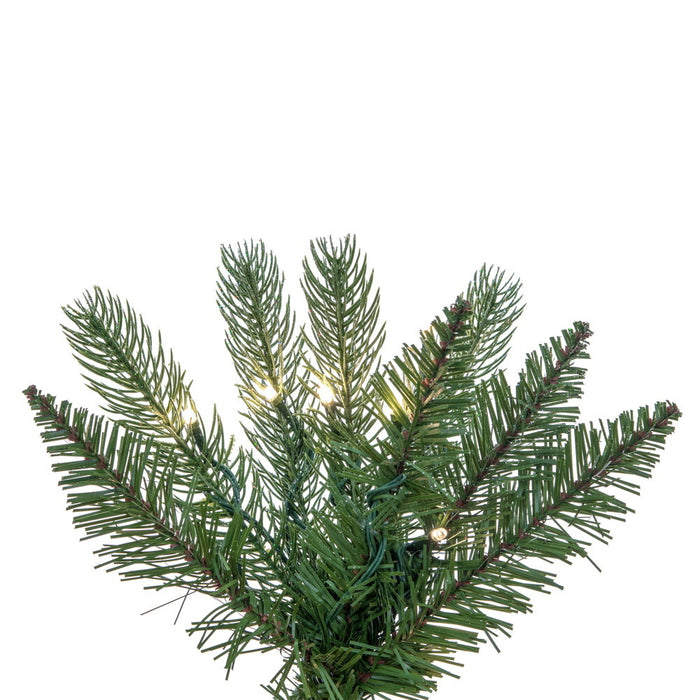 7'6"Hx30"W PE Pencil Frosted Provo Pine Artificial Christmas Tree, Micro LED Pre-Lit (Multi-Mode) -Green/White - A254178LEDCC